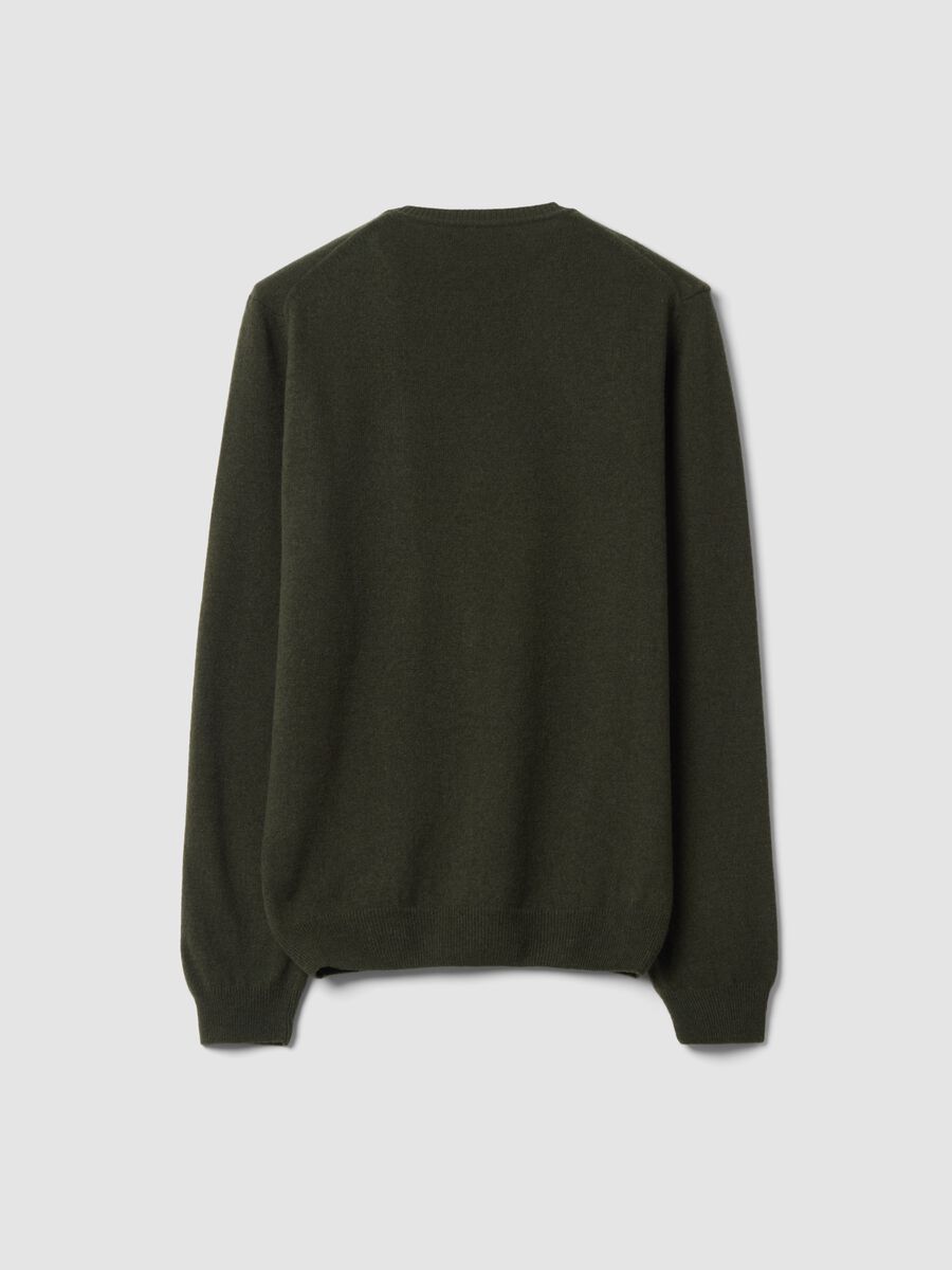 Pullover verde in pura lana a girocollo regular fit_2