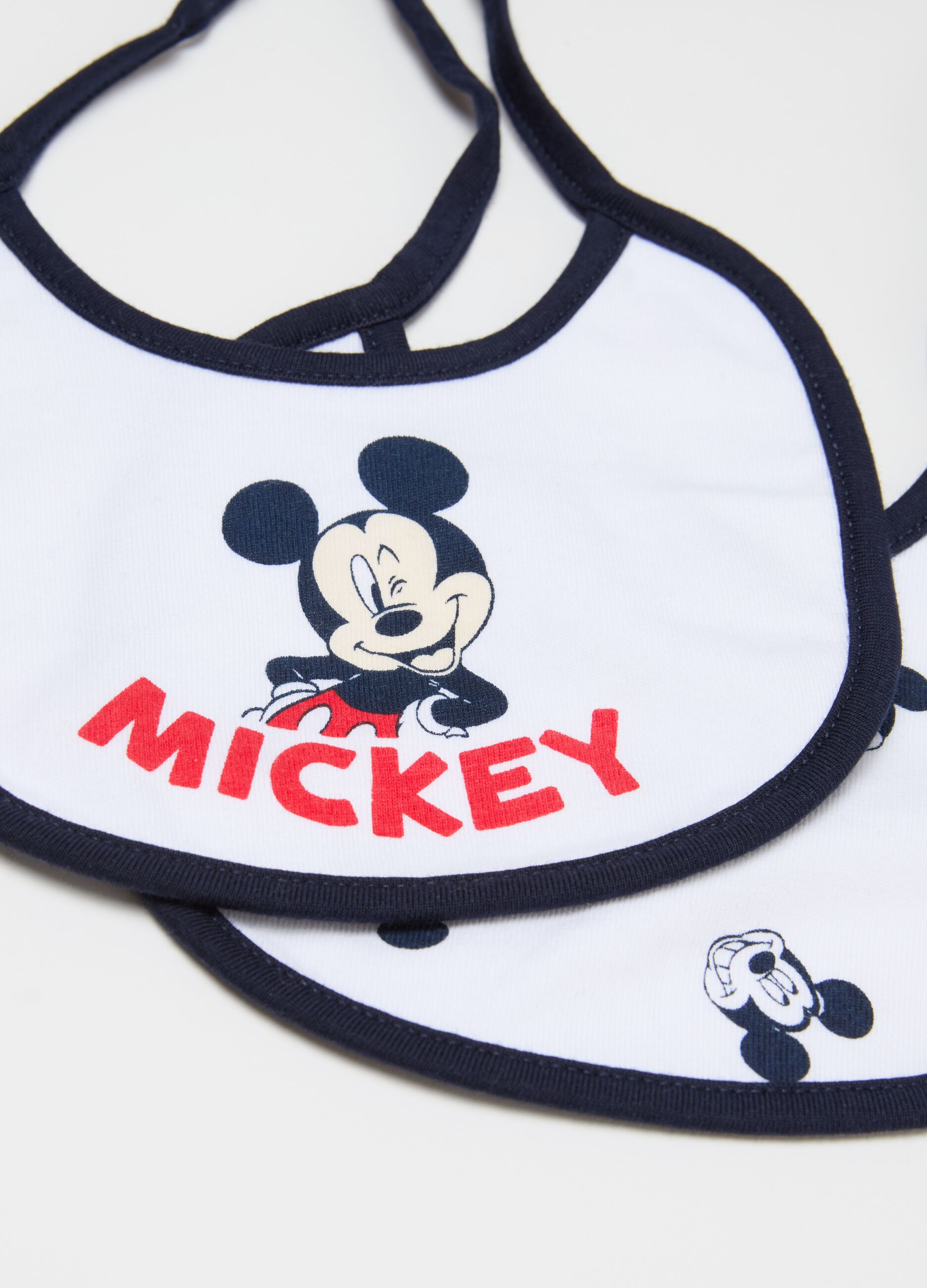 Two-pack cotton bibs with Mickey Mouse print