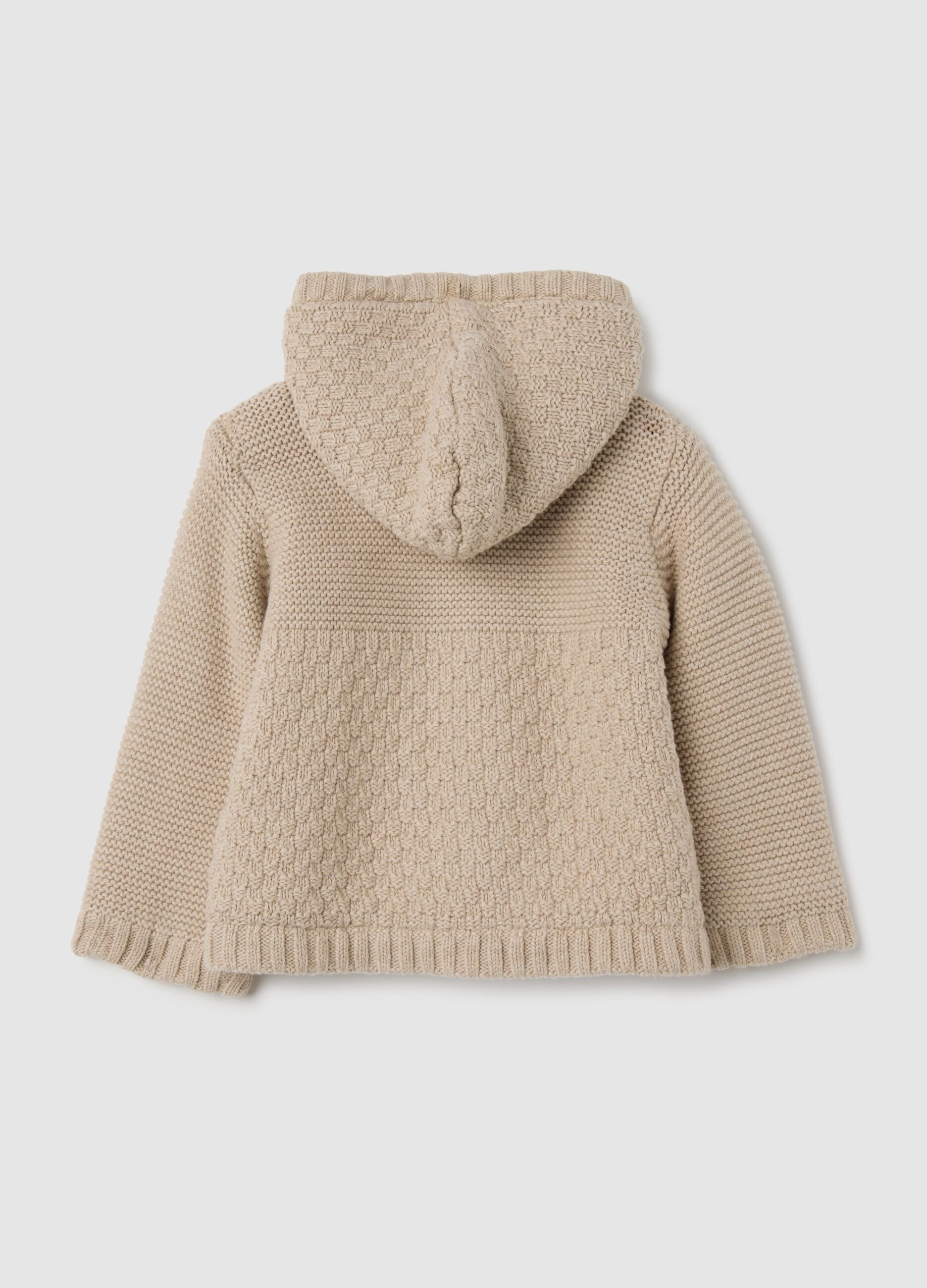 Heavy beige cotton jacket with hood