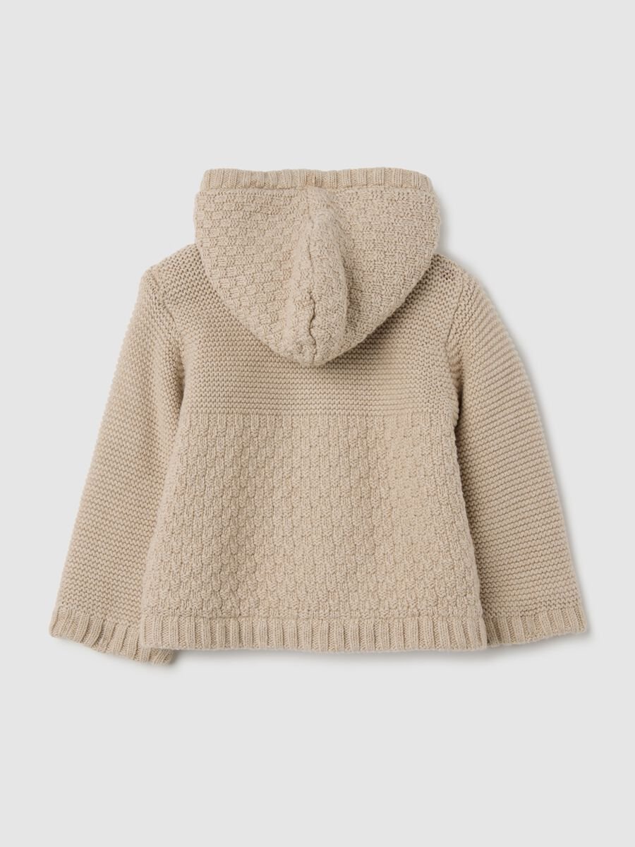Heavy beige cotton jacket with hood_1