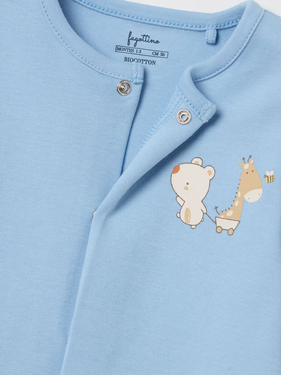Two-pack onesies in organic cotton with feet and print_2