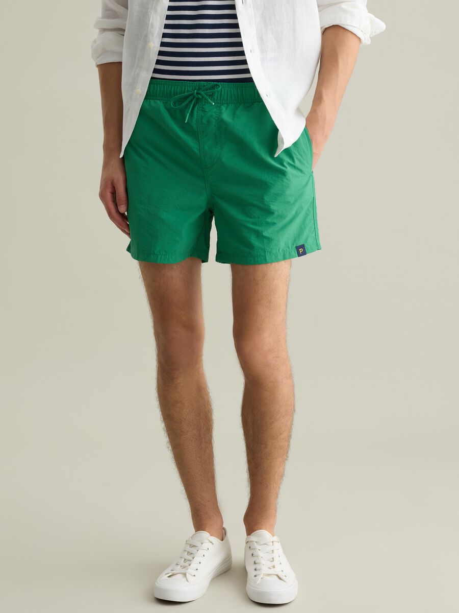 Men’s regular fit swim boxers in green blend with elastic waist_1
