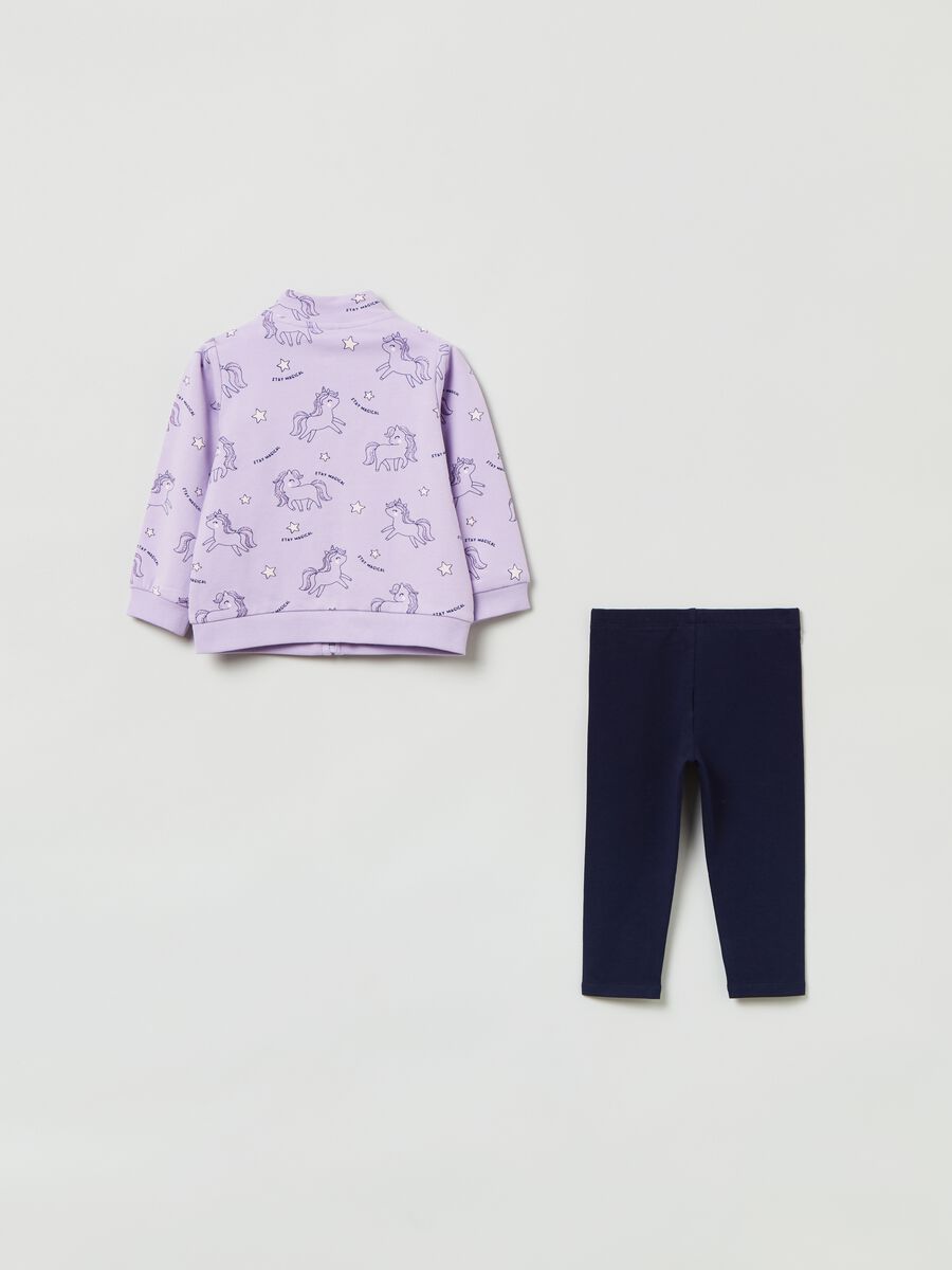 Jogging set full-zip con stampa e leggings_1