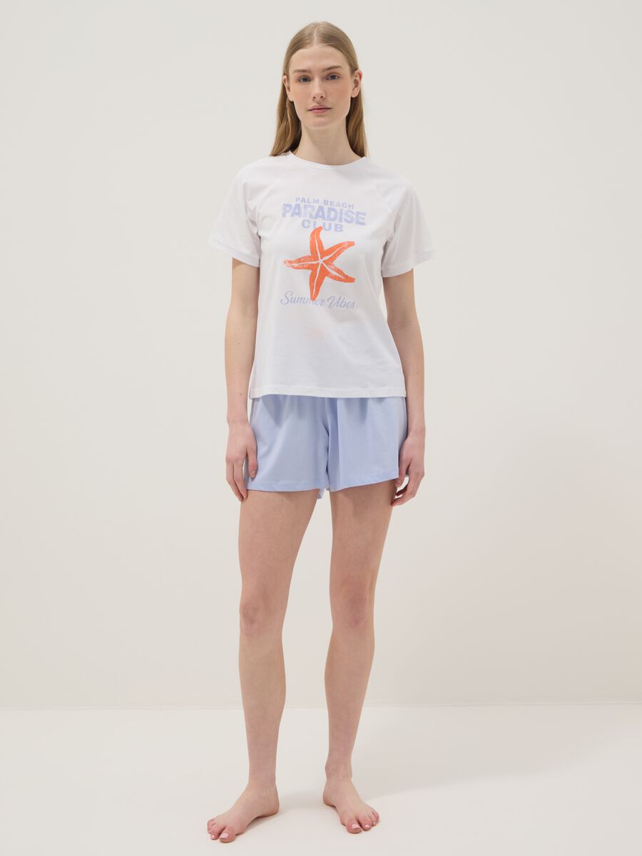 Multicolour pure cotton short pyjamas, regular fit with print_0