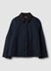 Blue pure cotton jacket with contrast collar, regular fit_4