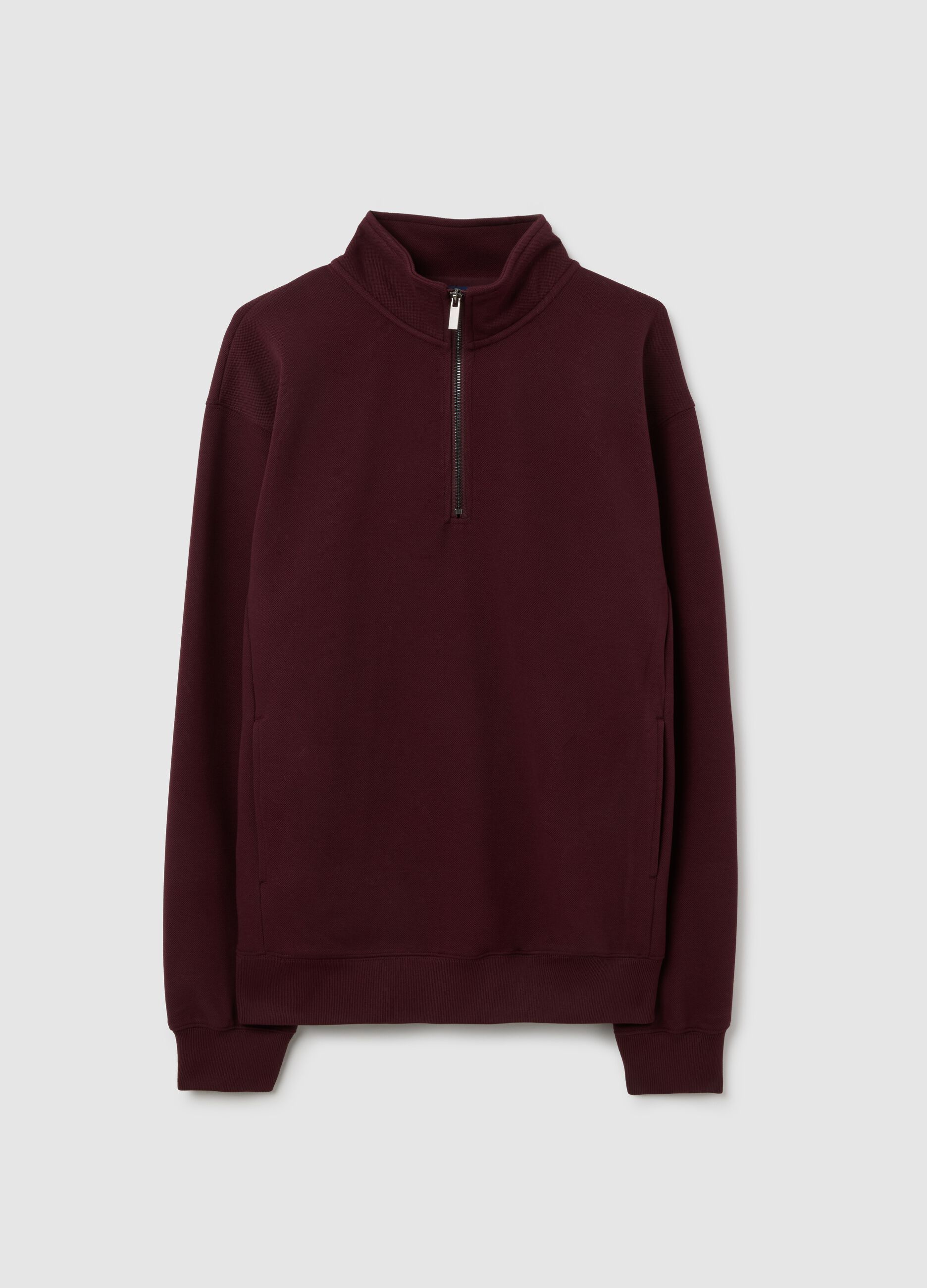 Burgundy half-zip sweatshirt