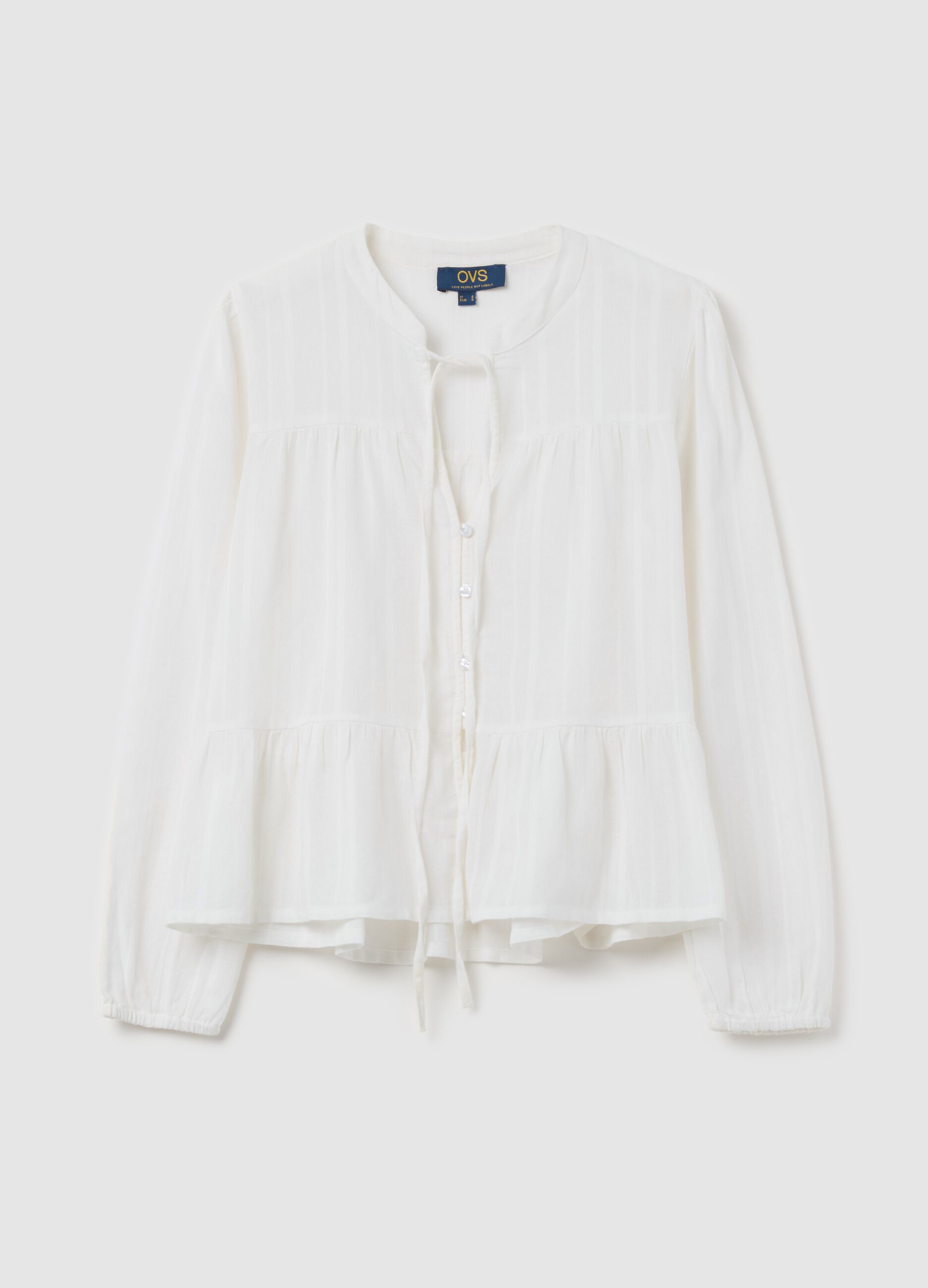 Blouse with laces and striped motif
