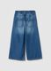 Wide-leg blue pure cotton jeans for girls_1