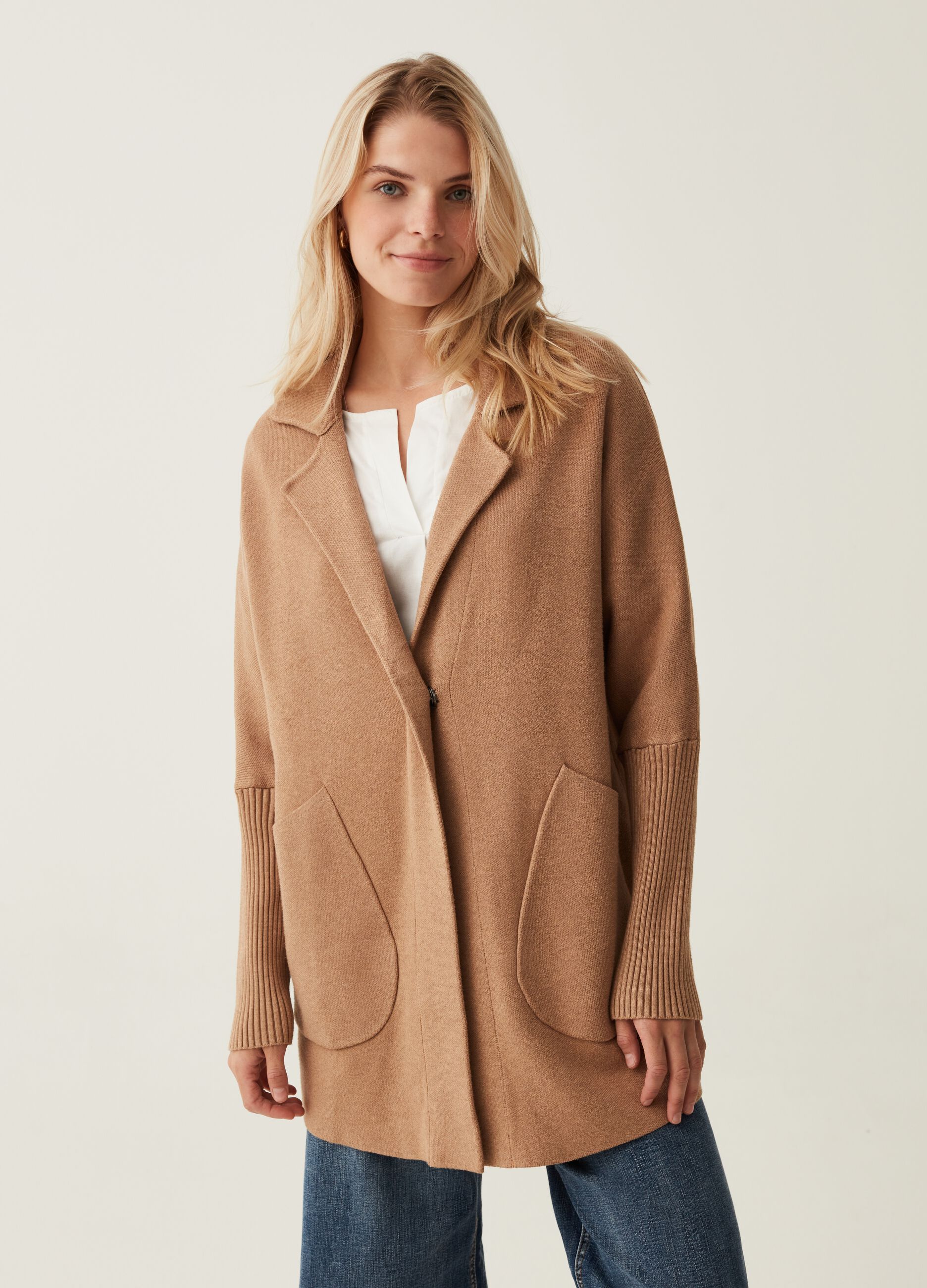 Giacca cardigan con bottone_0