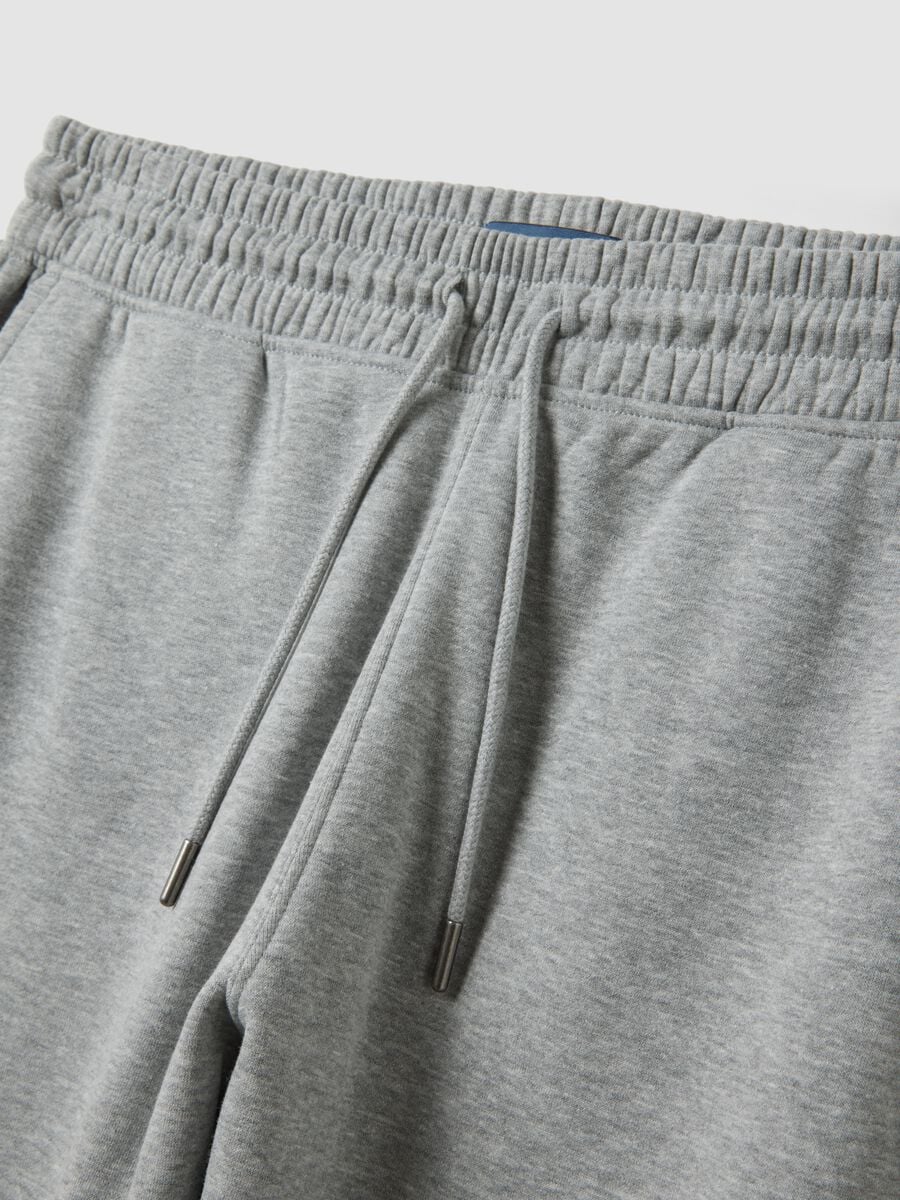 Grey cotton-blend joggers with cuffed hems and drawstring_6