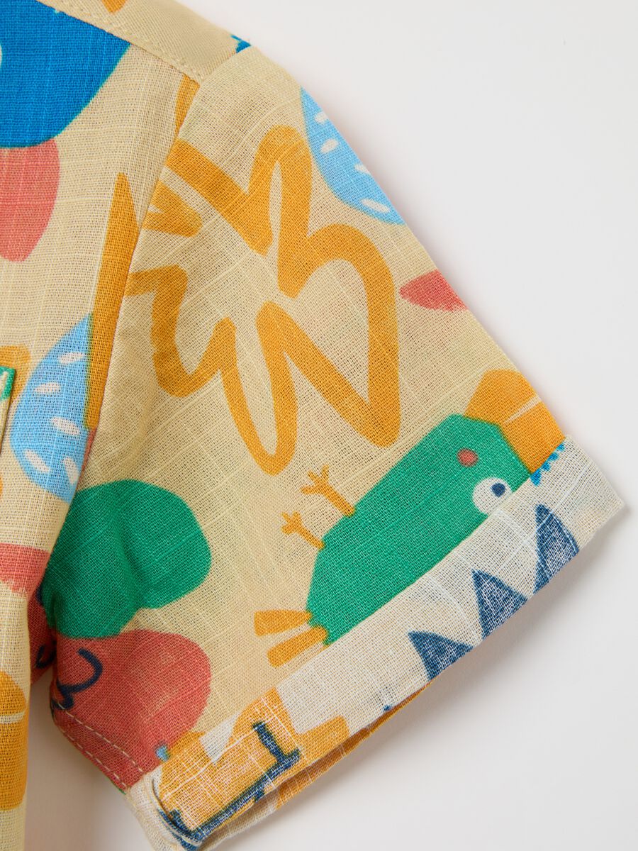 Child's short sleeve pure cotton multicolour over fit shirt with classic collar_2