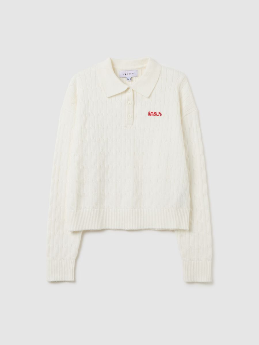 White regular fit jumper with embroidery_4