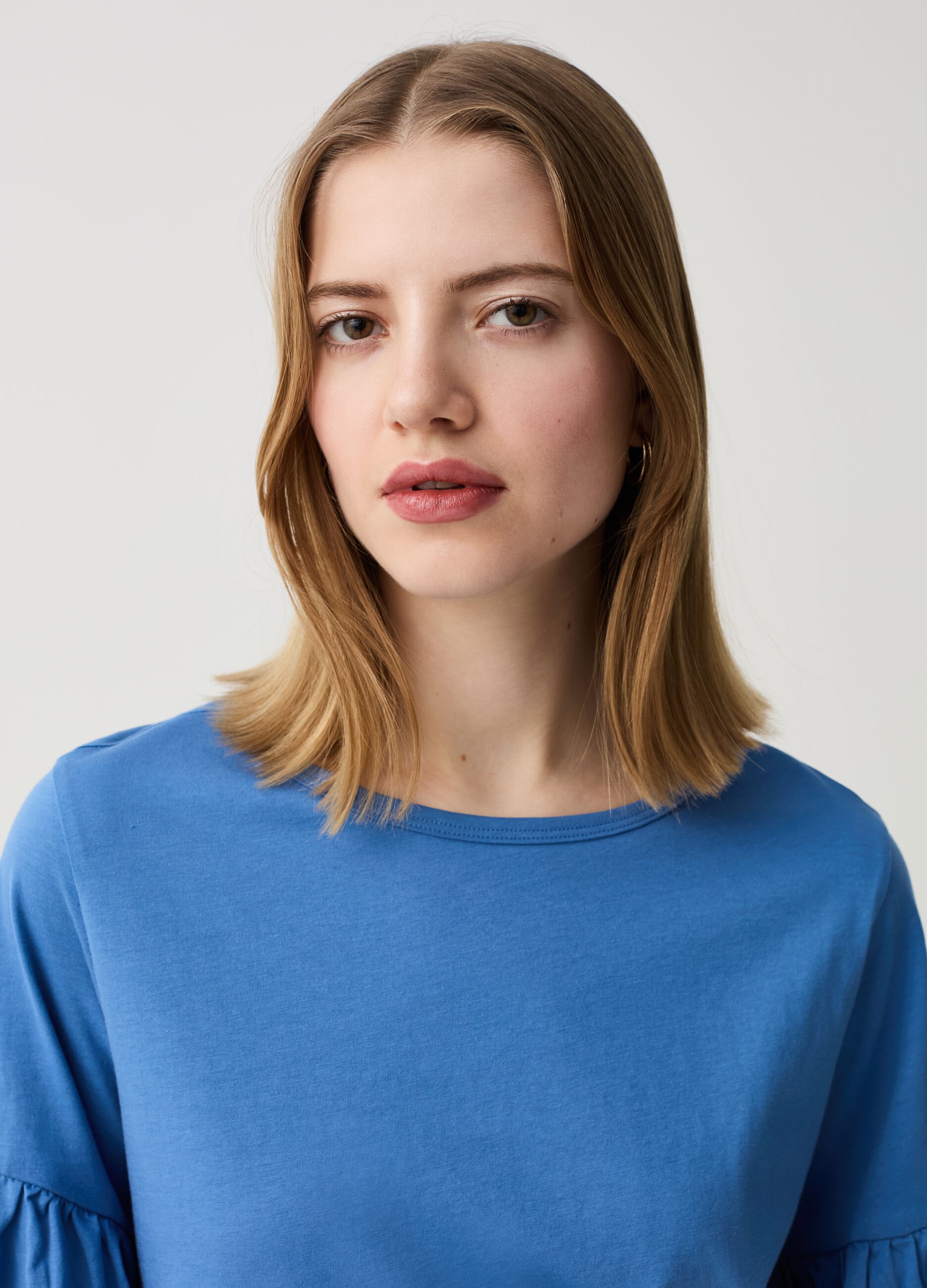 Cotton T-shirt with flounces