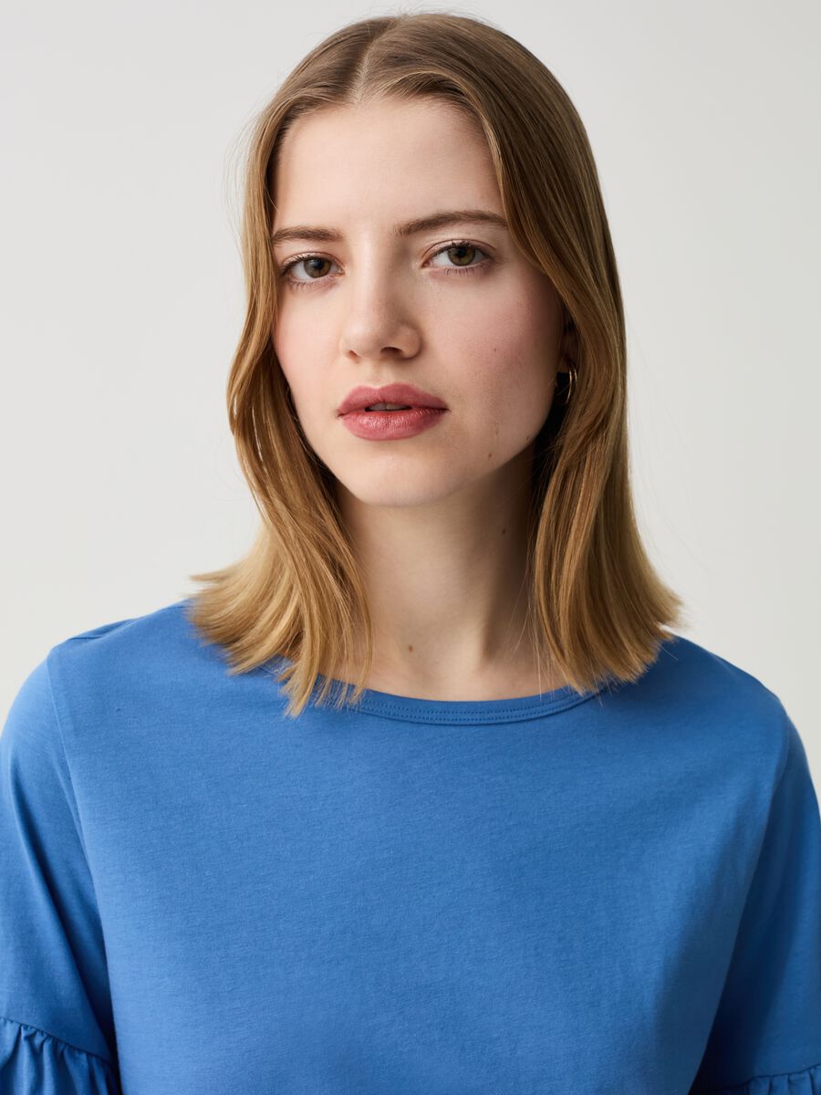 Cotton T-shirt with flounces_0