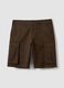 Brown stretch cotton cargo shorts, regular fit_4