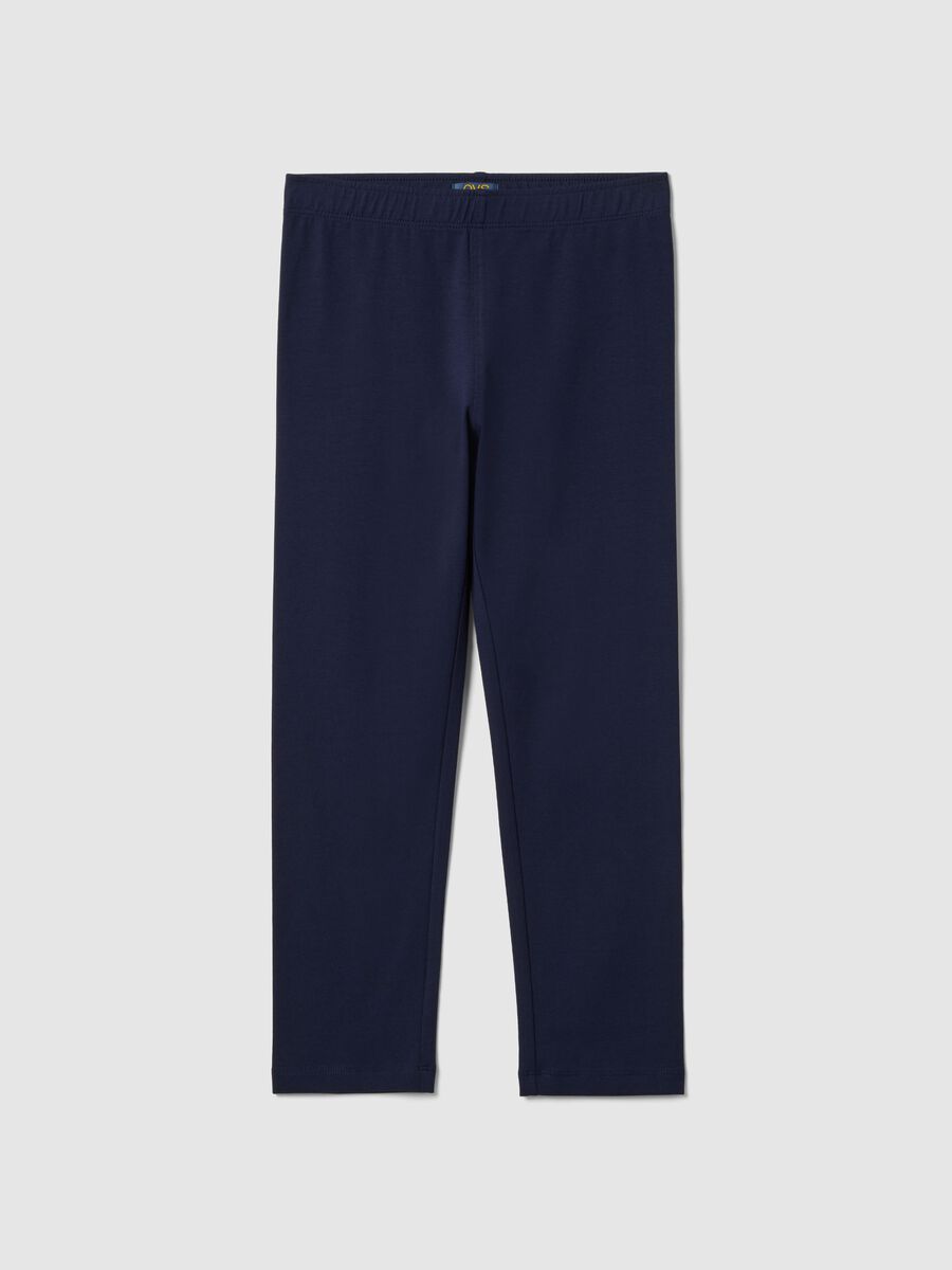 Leggings skinny in misto cotone blu da ragazza_0