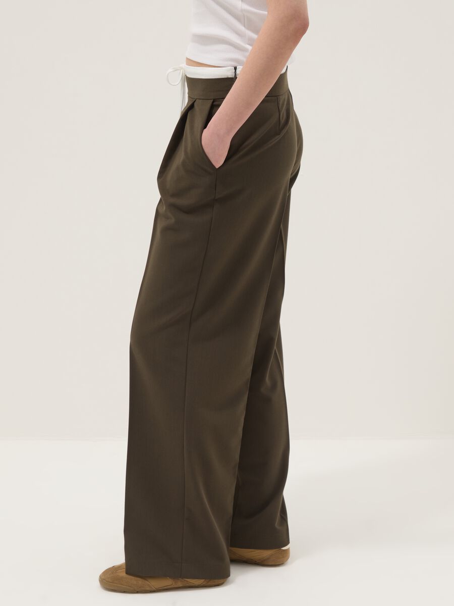 Green jogger trousers with regular fit and elastic waist_3