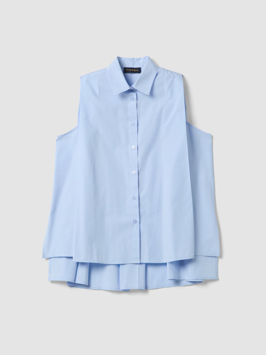 Sleeveless light-blue pure cotton shirt_4
