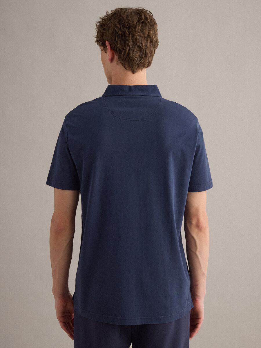 Polo blu a maniche corte in puro cotone regular fit_1