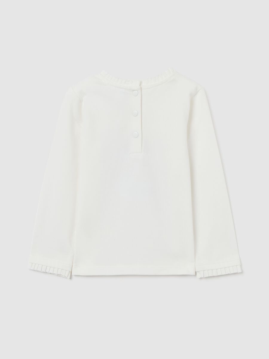 T-shirt bianca da bimba in cotone elasticizzato con stampa Disney_1