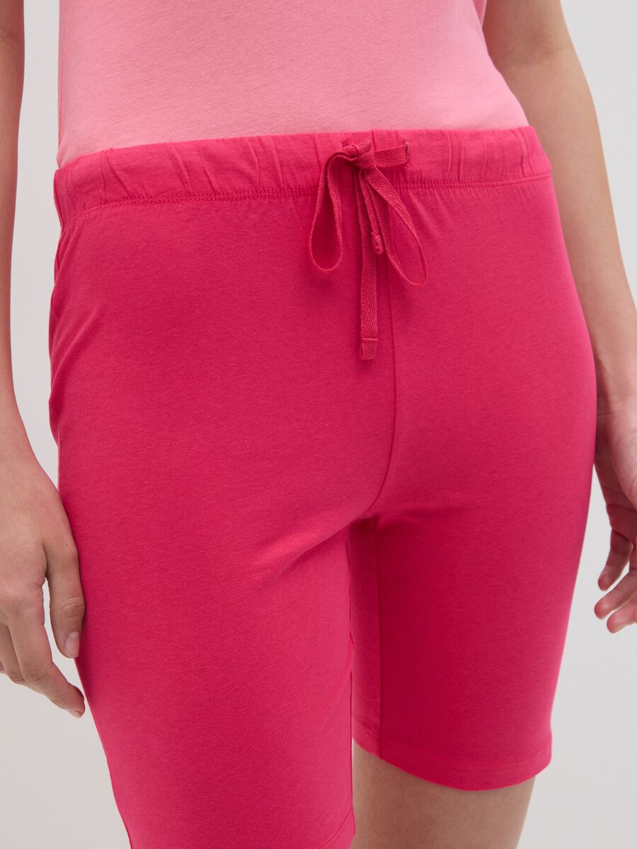 Women's pink pure cotton shorts with regular fit_3
