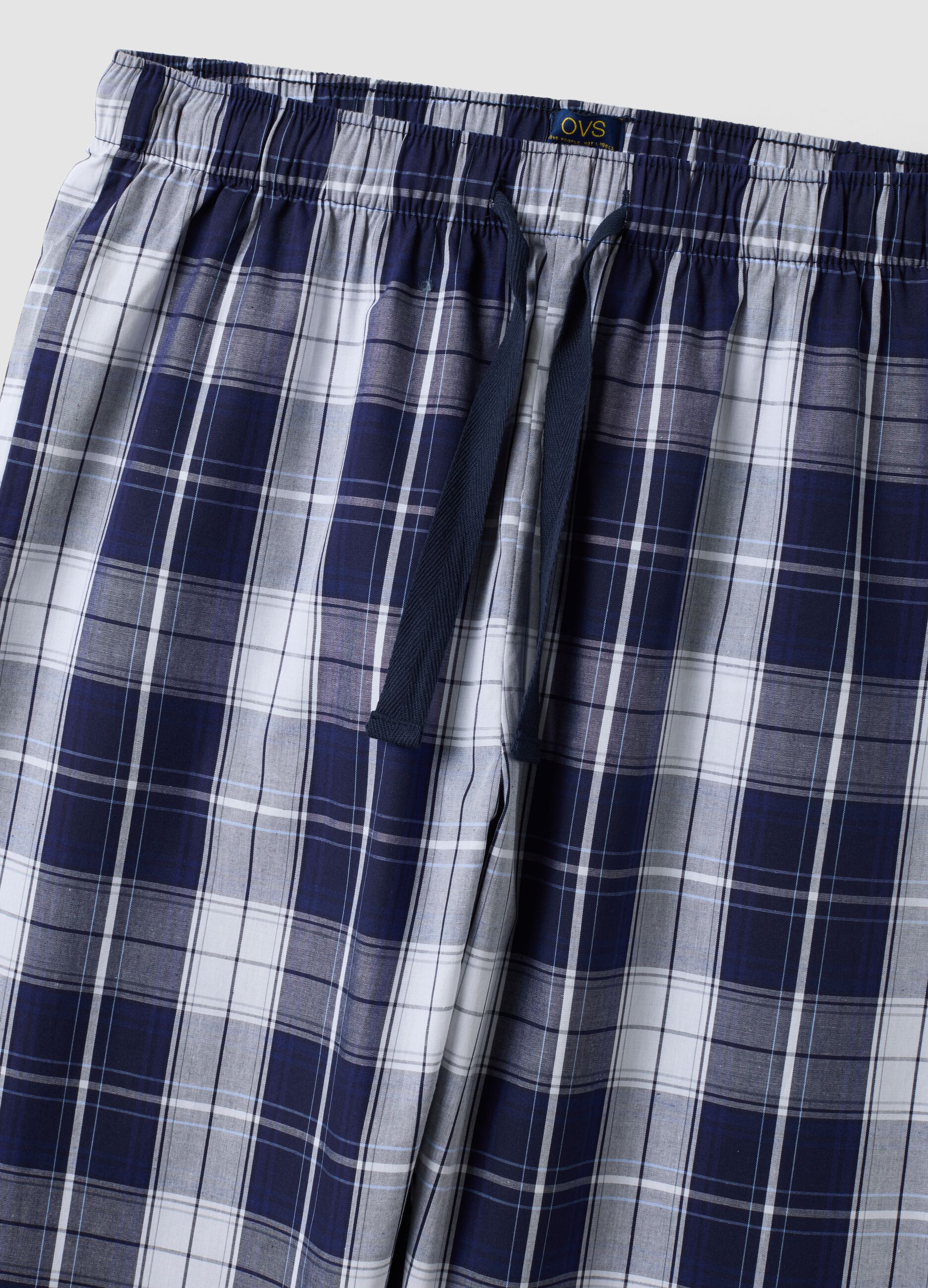 Men&rsquo;s blue organic cotton checked pyjama trousers