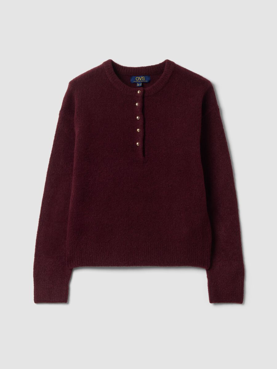 Red stretch wool crew-neck jumper, regular fit_0