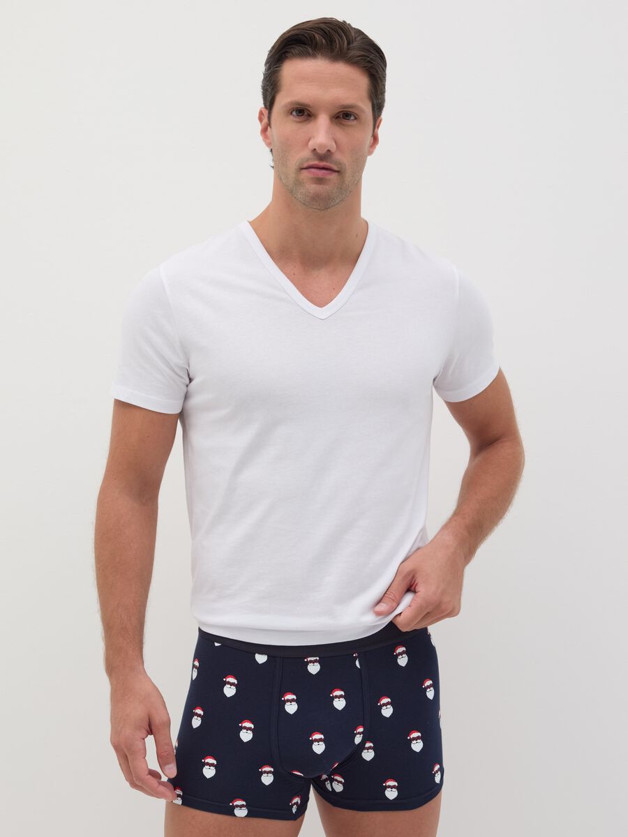 Stretch organic cotton boxer shorts with all-over print_0