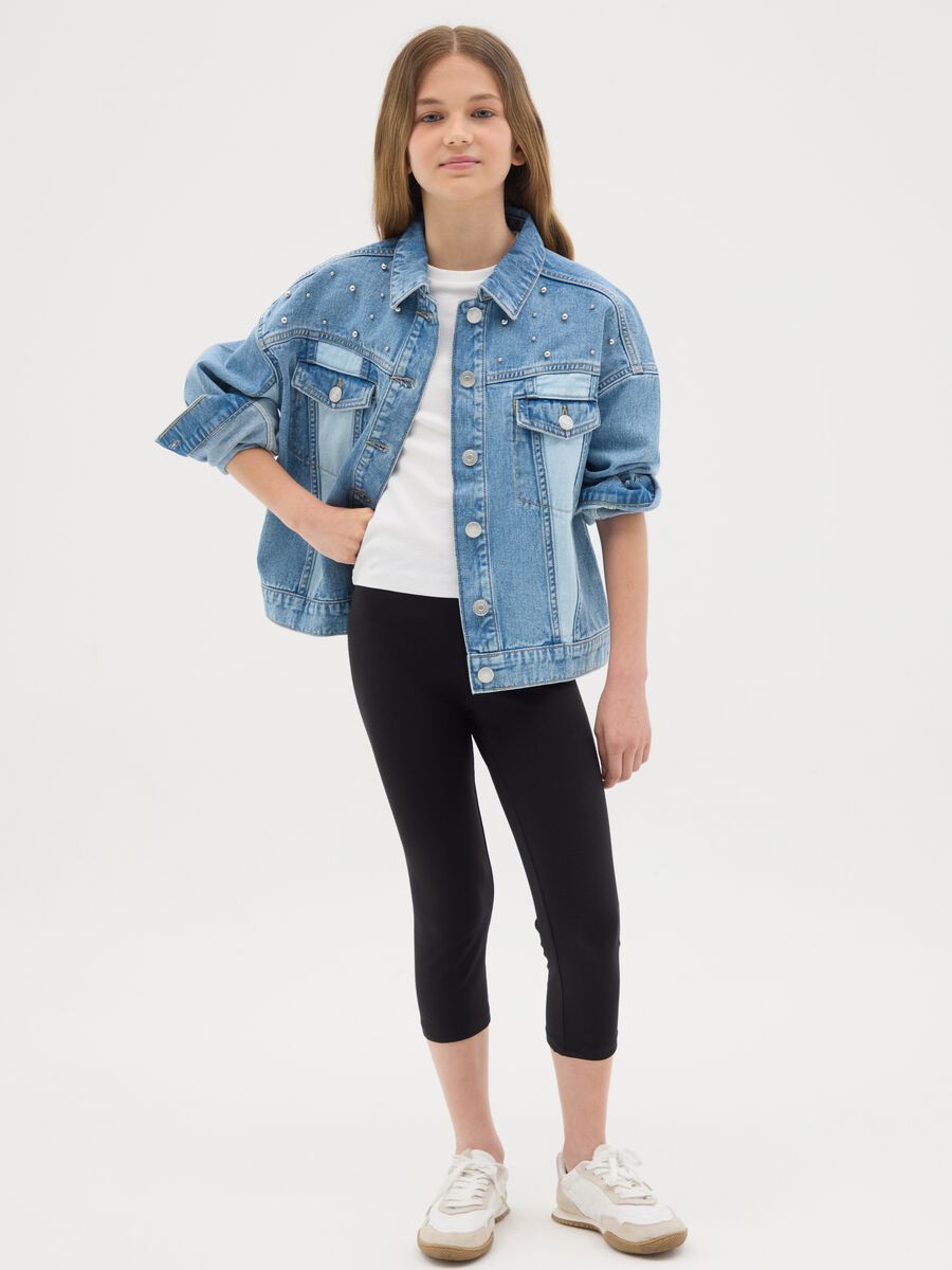 OVS Kids Stretch Cotton Black Leggings_1