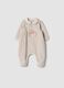 Brown organic cotton-blend sleepsuit with woodland animal embroidery_0