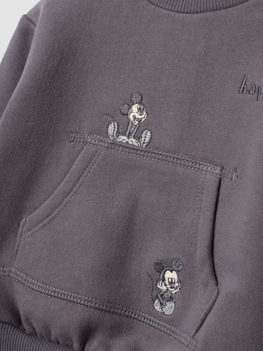 Completo grigio in puro cotone organico a coste con ricami Mickey_3