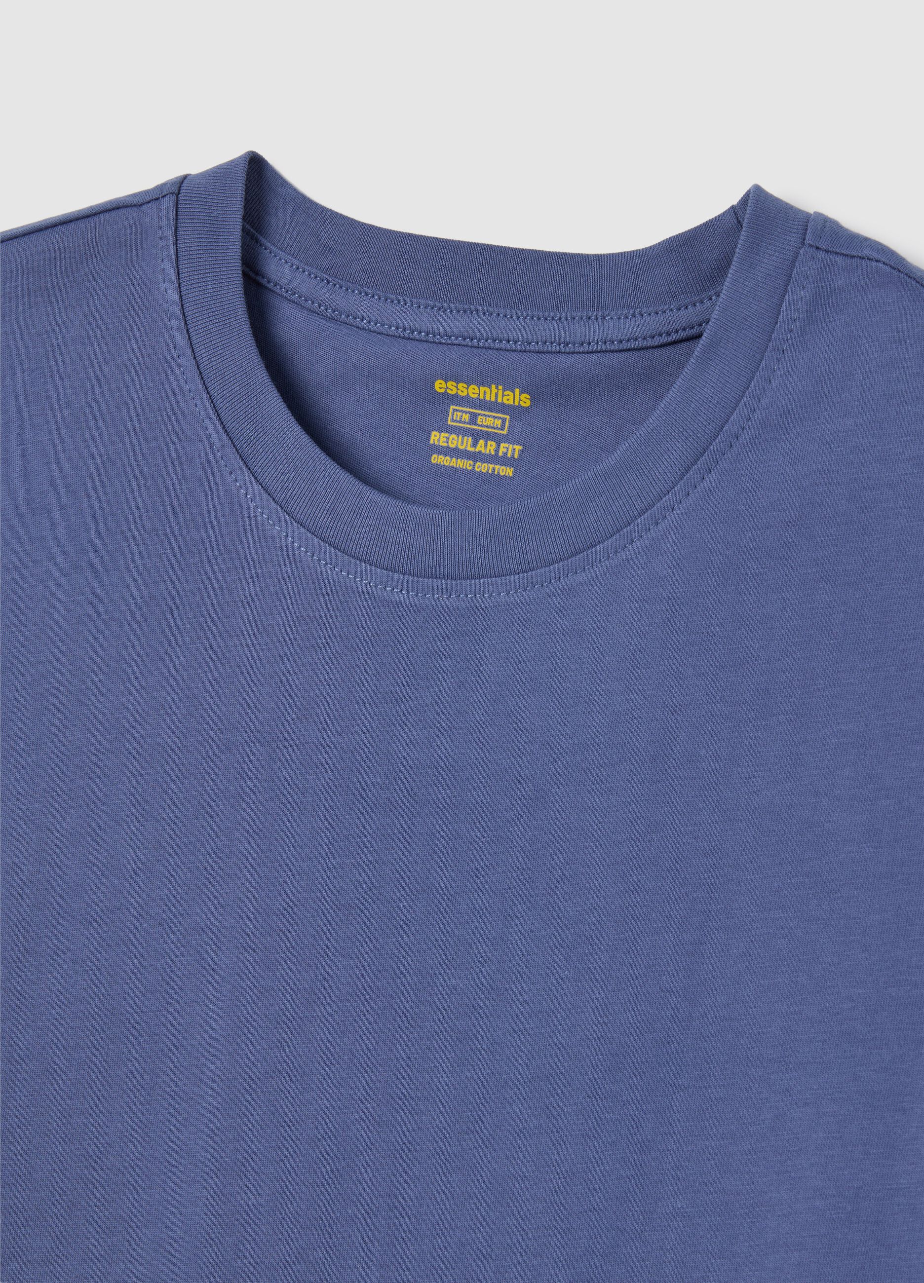 Men's blue pure cotton regular fit T-shirt