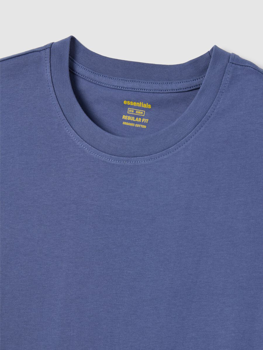 Men's blue pure cotton regular fit T-shirt_5