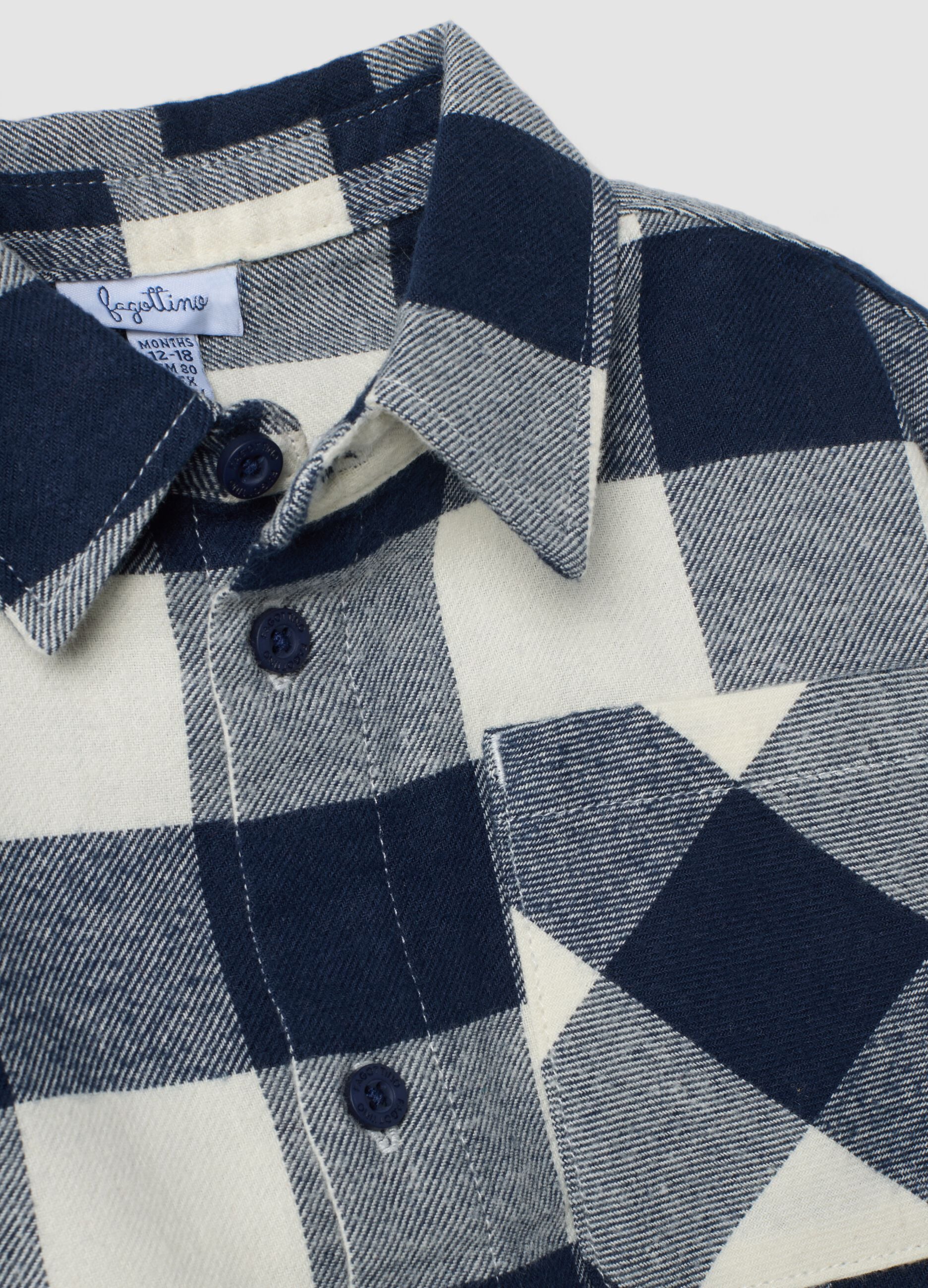 Blue and white checked pure cotton oversized shirt
