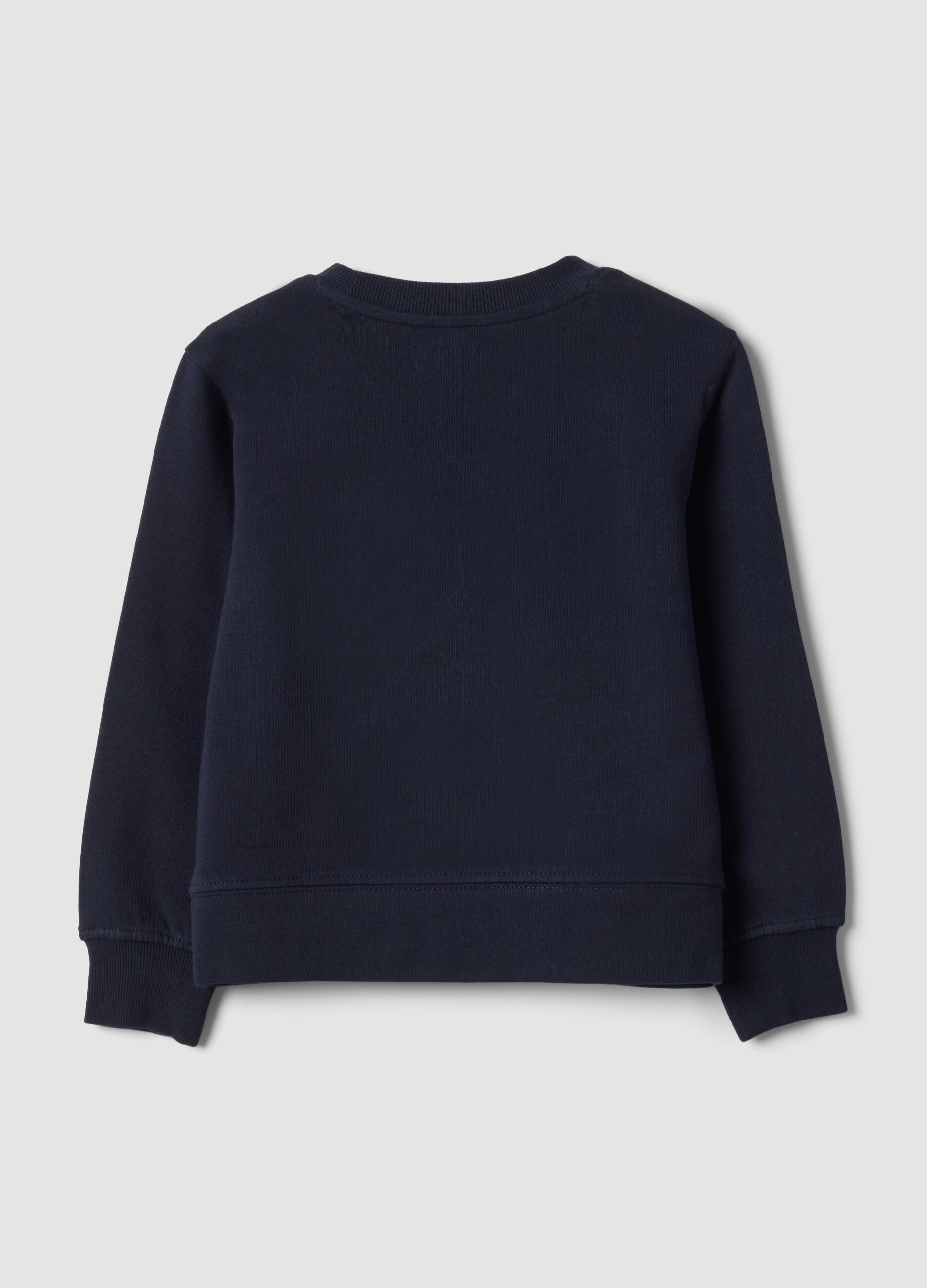 Blue pure cotton sweatshirt with crew neck and floral print