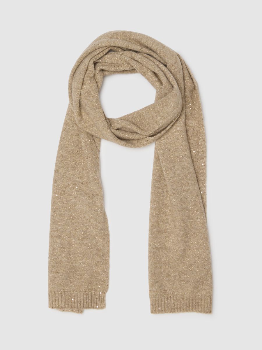 Sciarpa beige con glitter_0