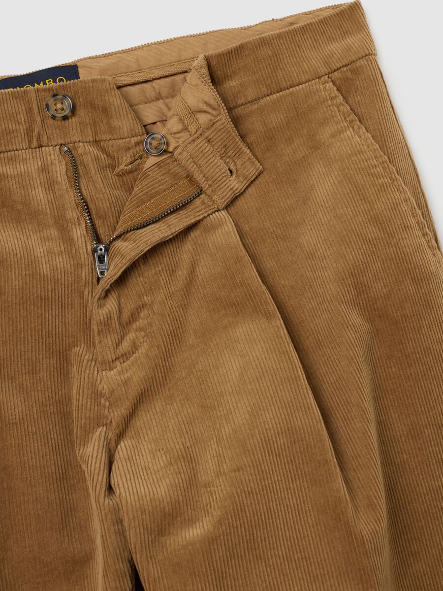 Brown cotton blend regular fit trousers_5