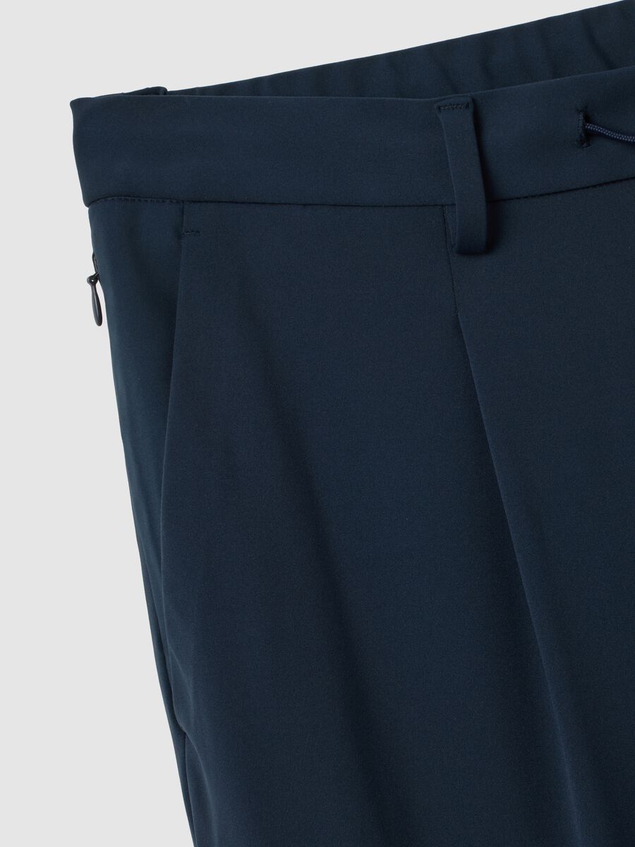 Blue Stretch Fabric Trousers Regular Fit_5