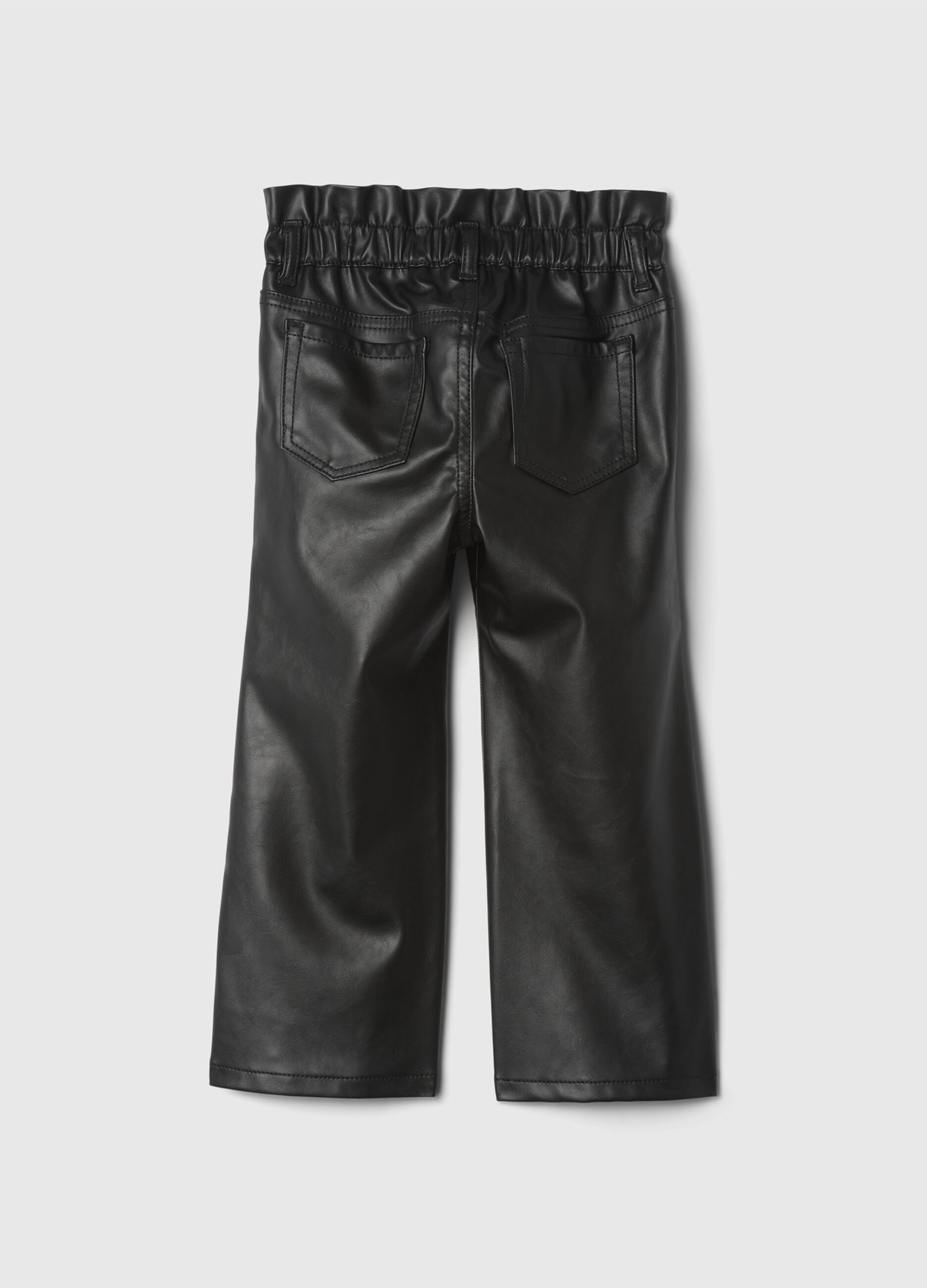 Glossy-effect trousers with five pockets