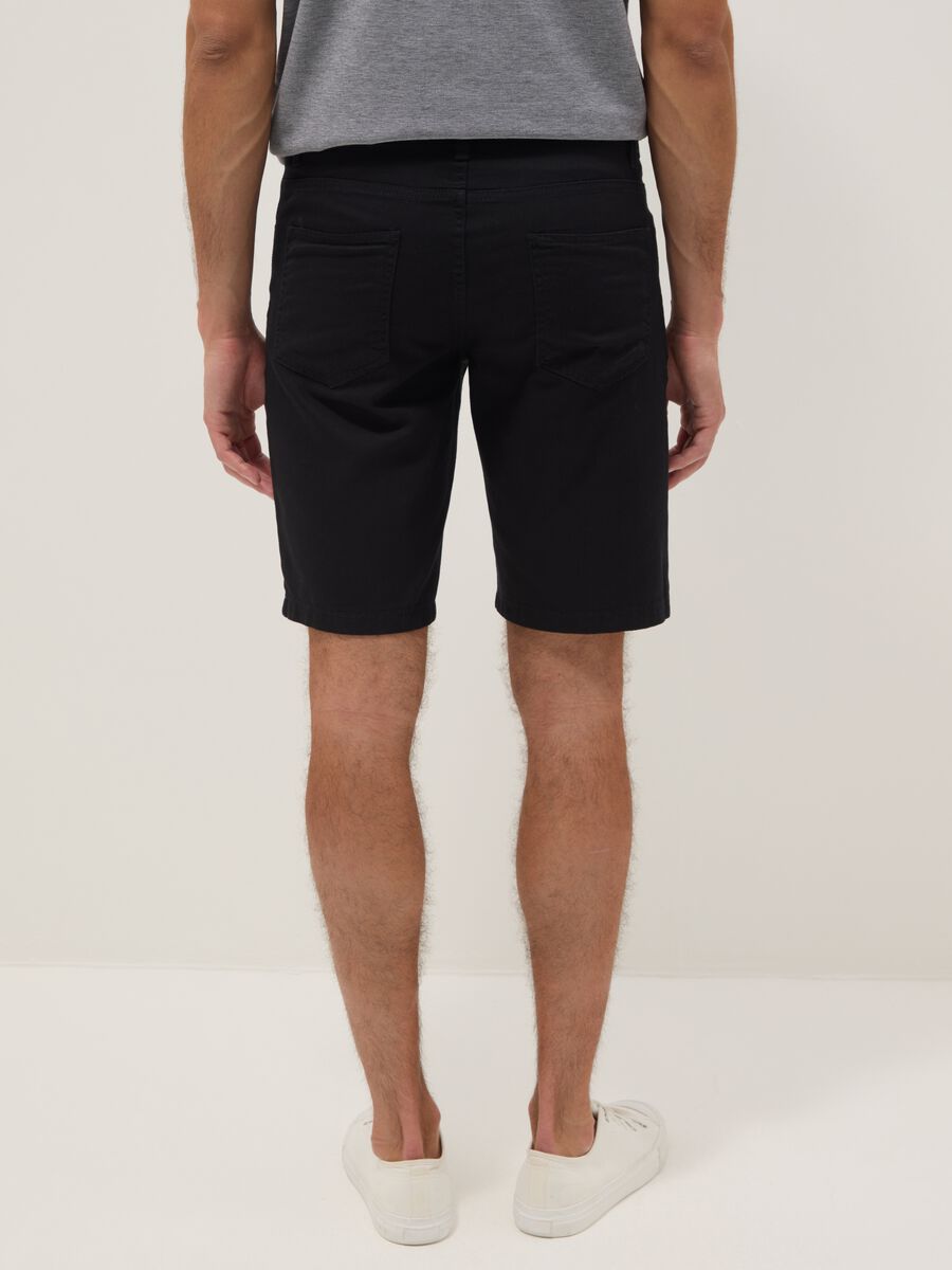 Blue pure cotton regular-fit five-pocket Bermuda shorts_2