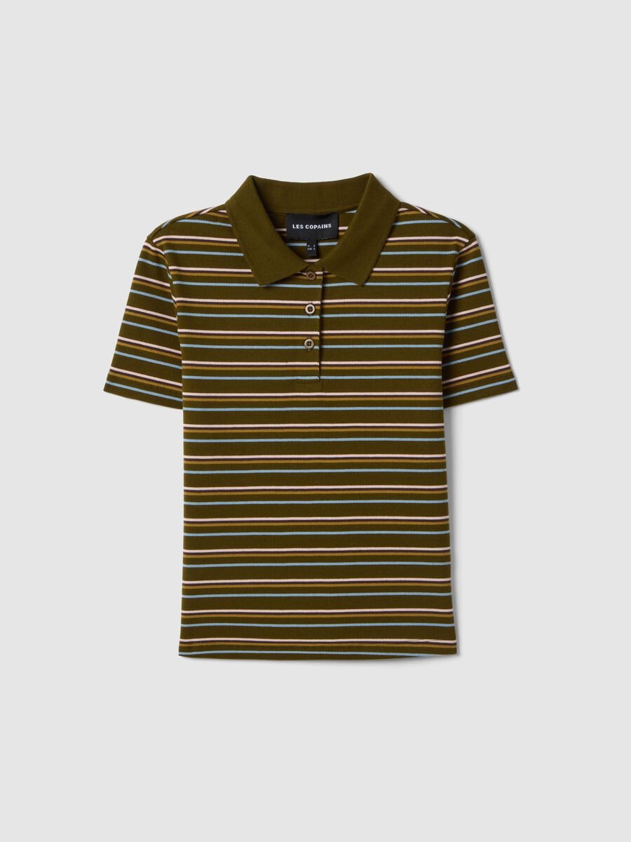 Striped green polo in stretch cotton_4