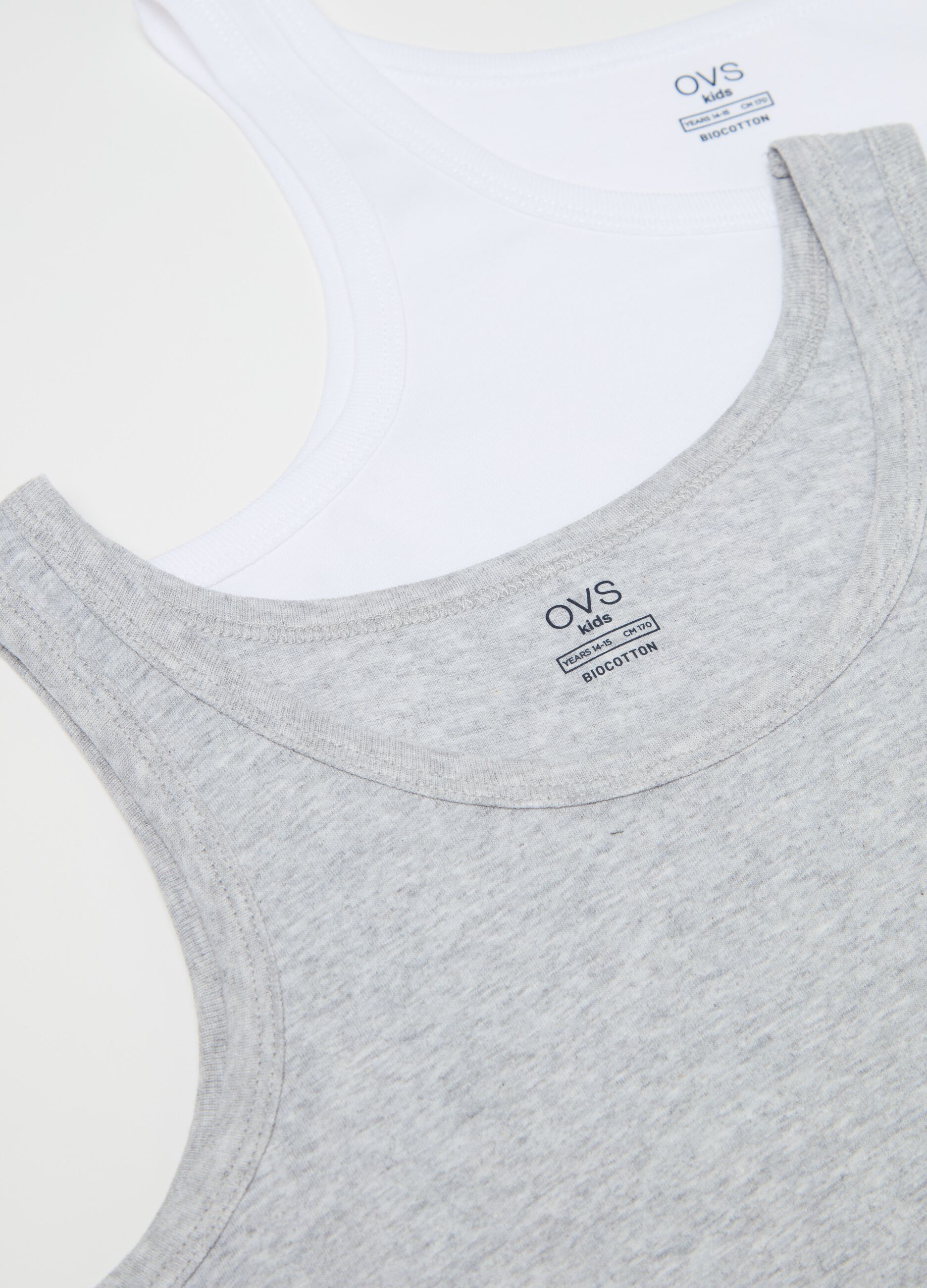Two-pack racerback vests in organic cotton
