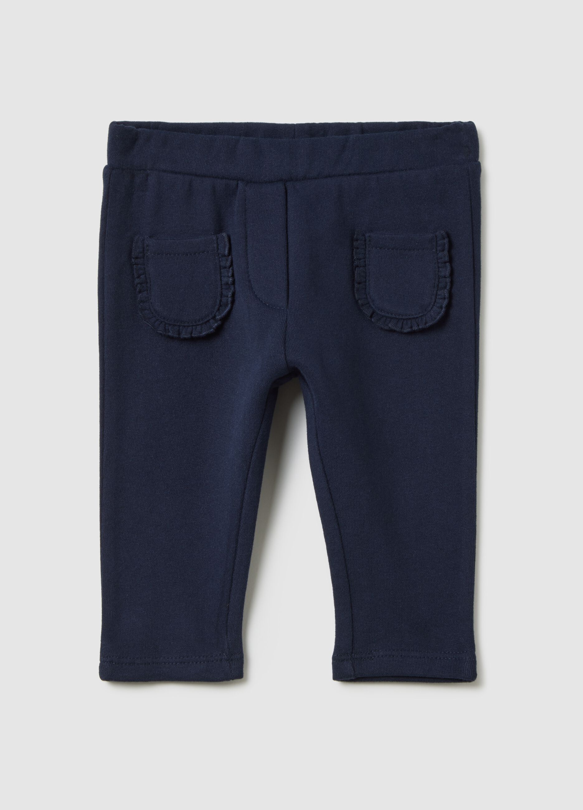 Pantaloni da neonata in puro cotone blu regular fit
