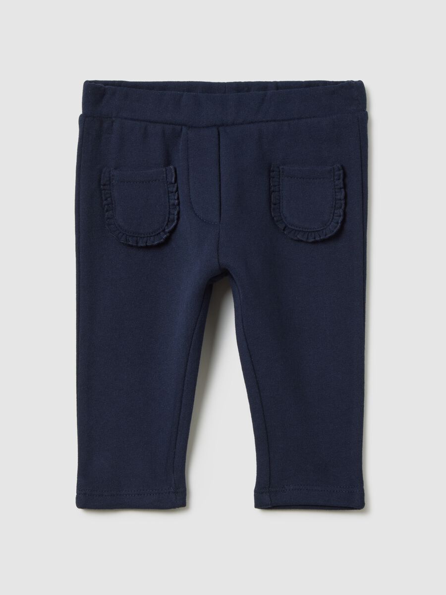 Pantaloni da neonata in puro cotone blu regular fit_0