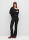 Black Stretch Cotton Flare Trousers_0