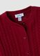 Cardigan rosso in puro cotone a maglia traforata per bimba_2