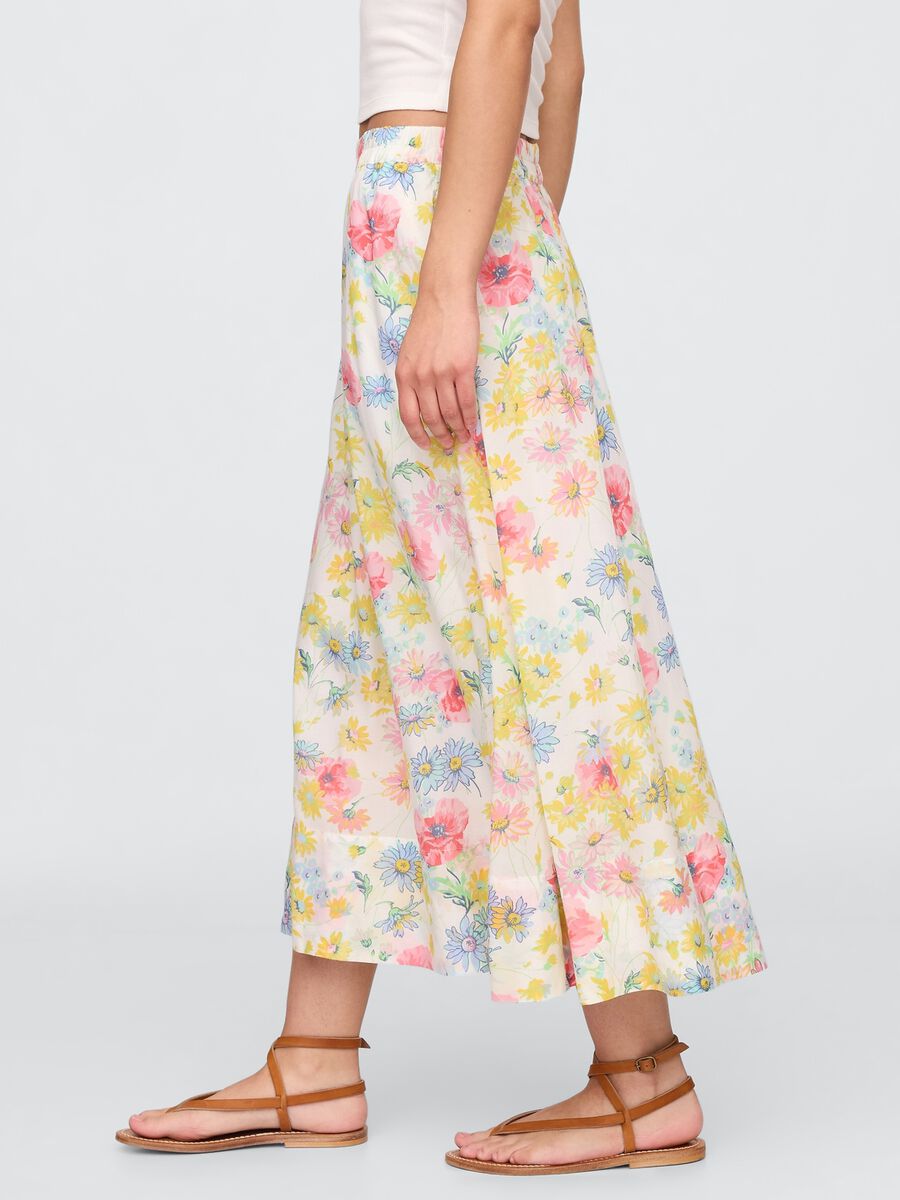 Multicolor floral midi skirt in viscose and cotton blend_1