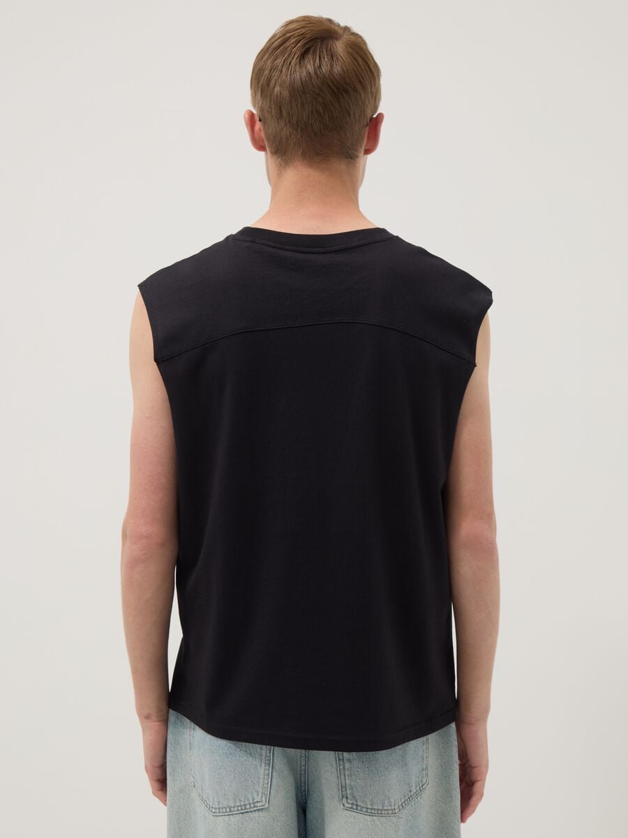 Black pure cotton regular-fit tank top_3