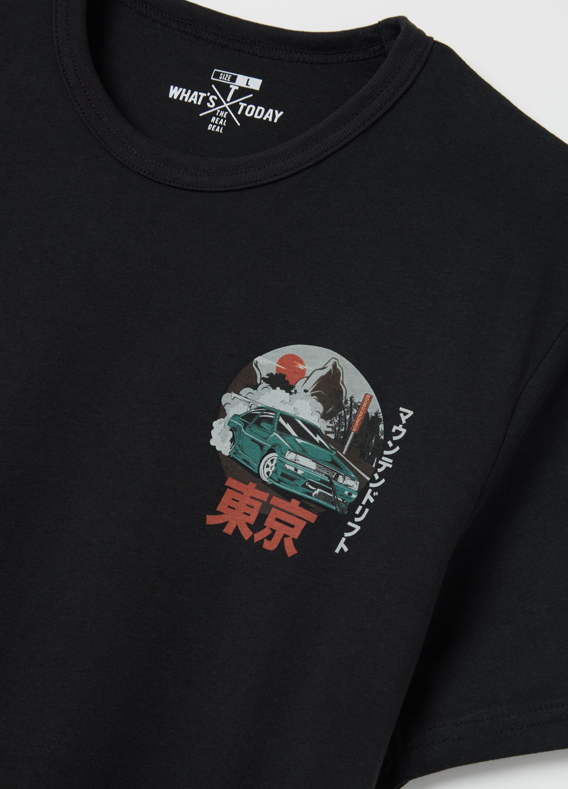 T-shirt in cotone con stampa ideogrammi