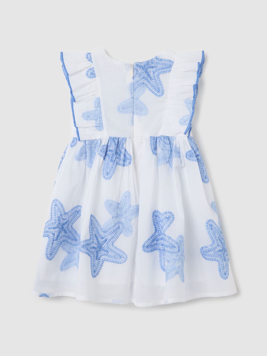 Dress with white and blue starfish in cotton_1